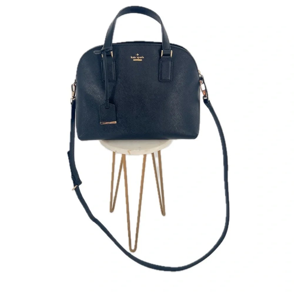 Kate Spade New York Cameron Street Large Lottie Satchel Crossbody Black Leather